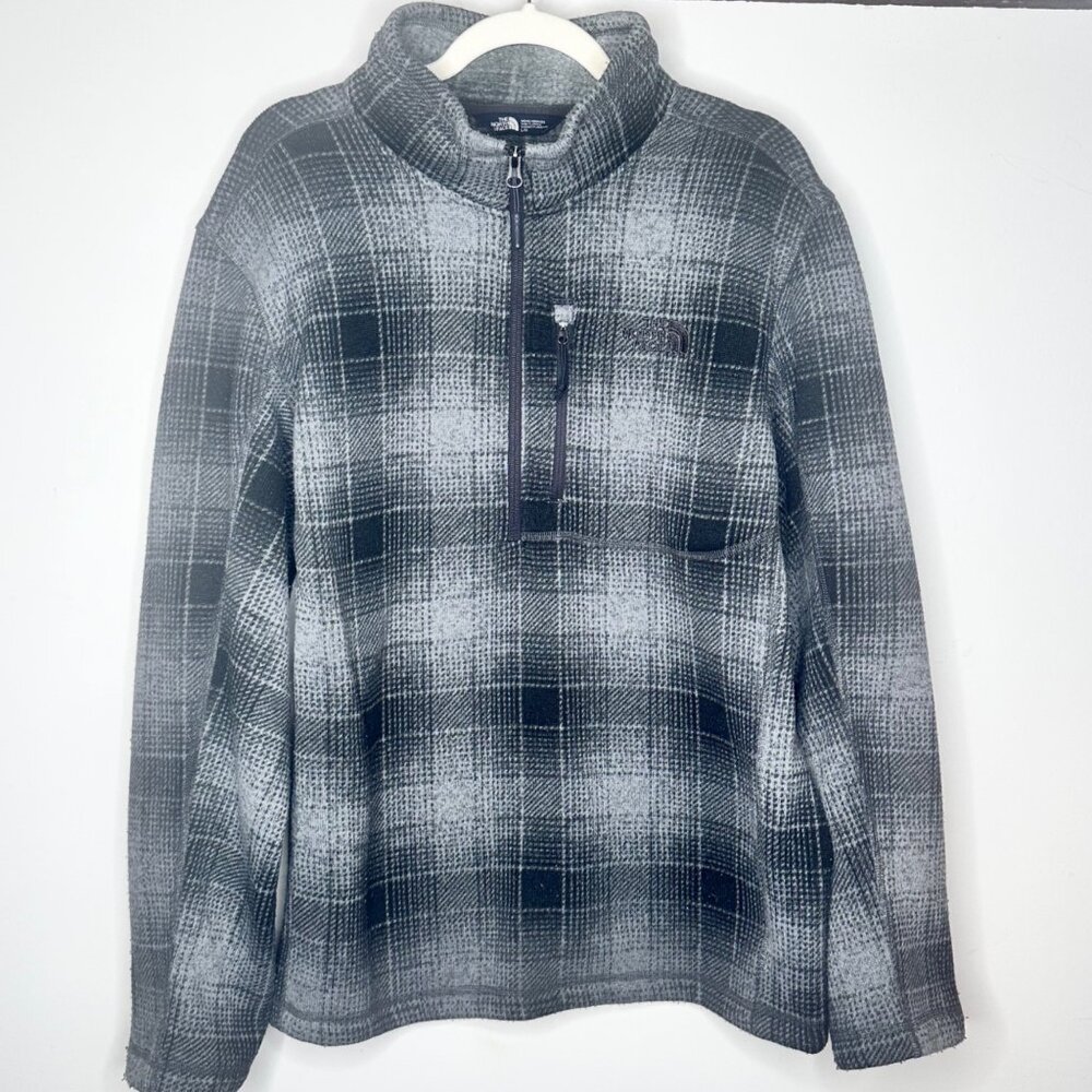 The North Face Gordon Lyons 1/2 Zip Pullover Grey Buffalo Check Plaid Men’s L